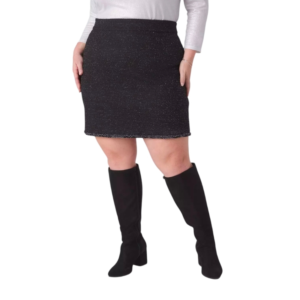 🎆 Lane Bryant Knit Tweed Metallic Thread Mini Skirt